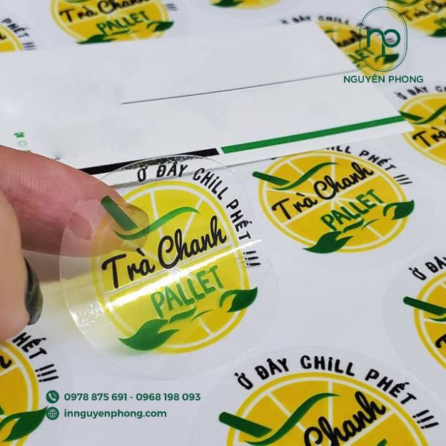 in tem trà chanh bằng chất decal trong